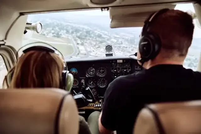Student pilot and Certified Flight Instructor in flight together over Los Angeles on a discovery flight