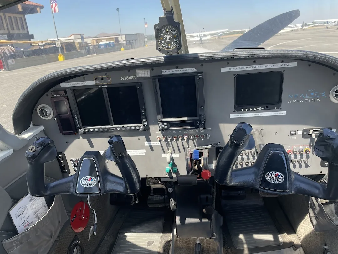 Glass cockpit instrument panel of a Cessna 172 used for training