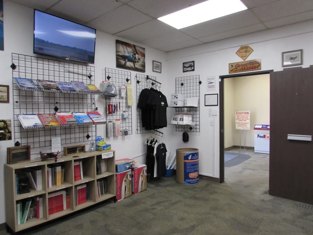 Pilot shop and academy interior at Riverside Municipal Airport